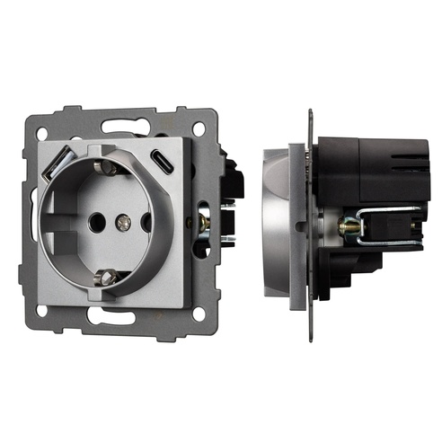 Механизм розетки с USB зарядкой SCT-MUAC-PL-GR-V (250V, 16A) (Arlight, -)