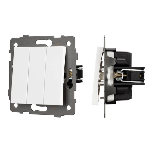 Механизм выключателя трехклавишный непроходной SWT-MK03-PL-WH-V (250V, 10A) (Arlight, -)