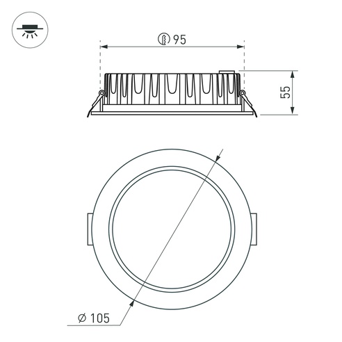 Светильник MS-MIST-BUILT-R105-9W Warm3000 (WH, 110 deg, 230V) (Arlight, IP54 Металл, 5 лет)