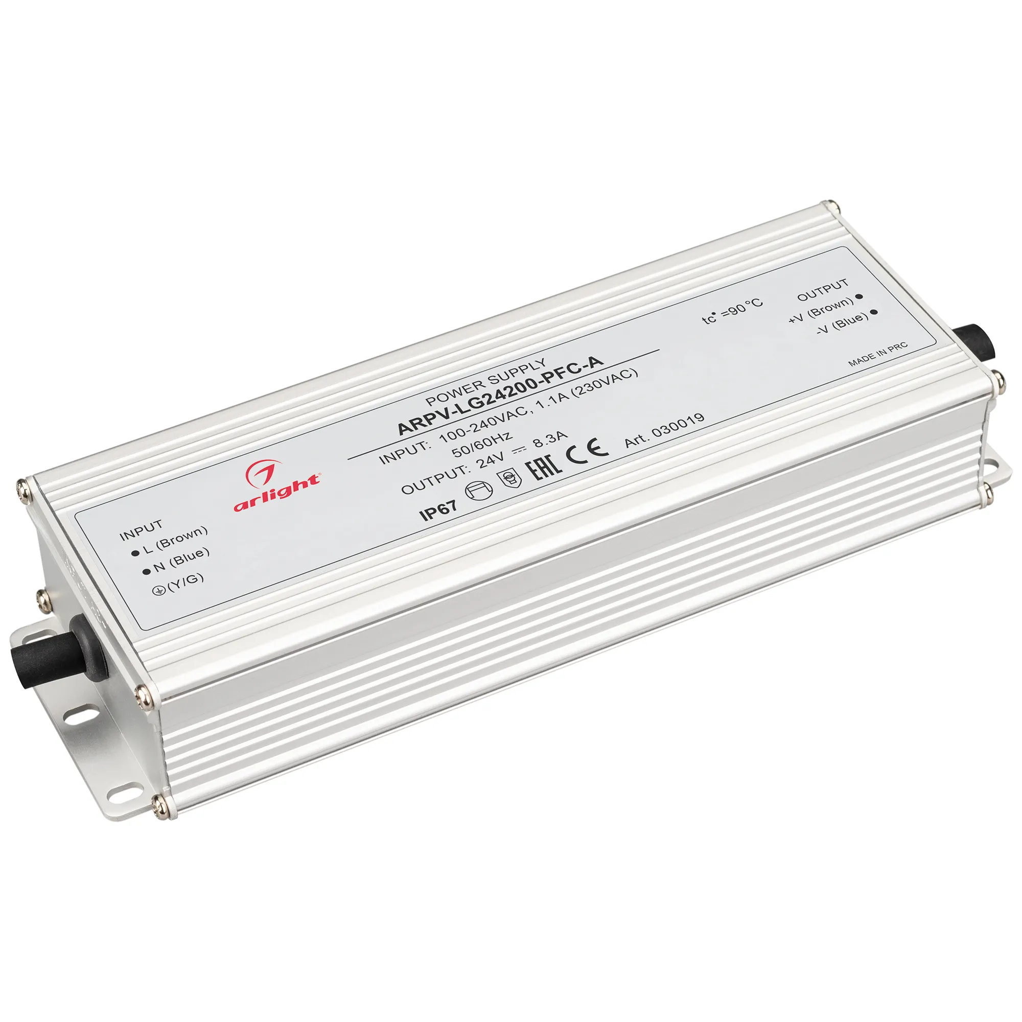 Блок питания ARPV-LG24200-PFC-A (24V, 8.3A, 200W) (Arlight, IP67 Металл, 5 лет) - изображение товара