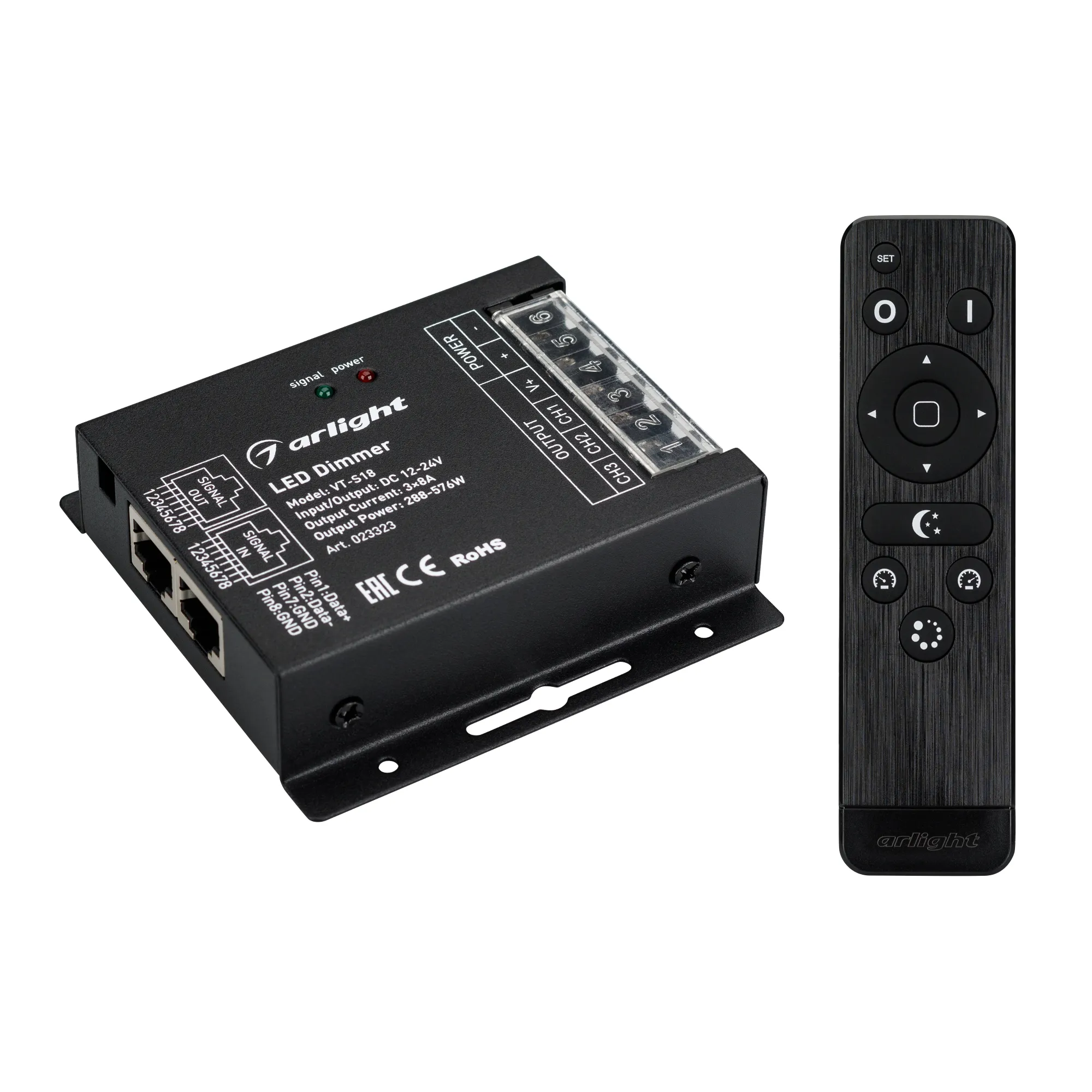 Диммер VT-S18-3x8A (12-24V, ПДУ Стик 12кн, RF) (Arlight, IP20 Металл, 3 года) - изображение товара