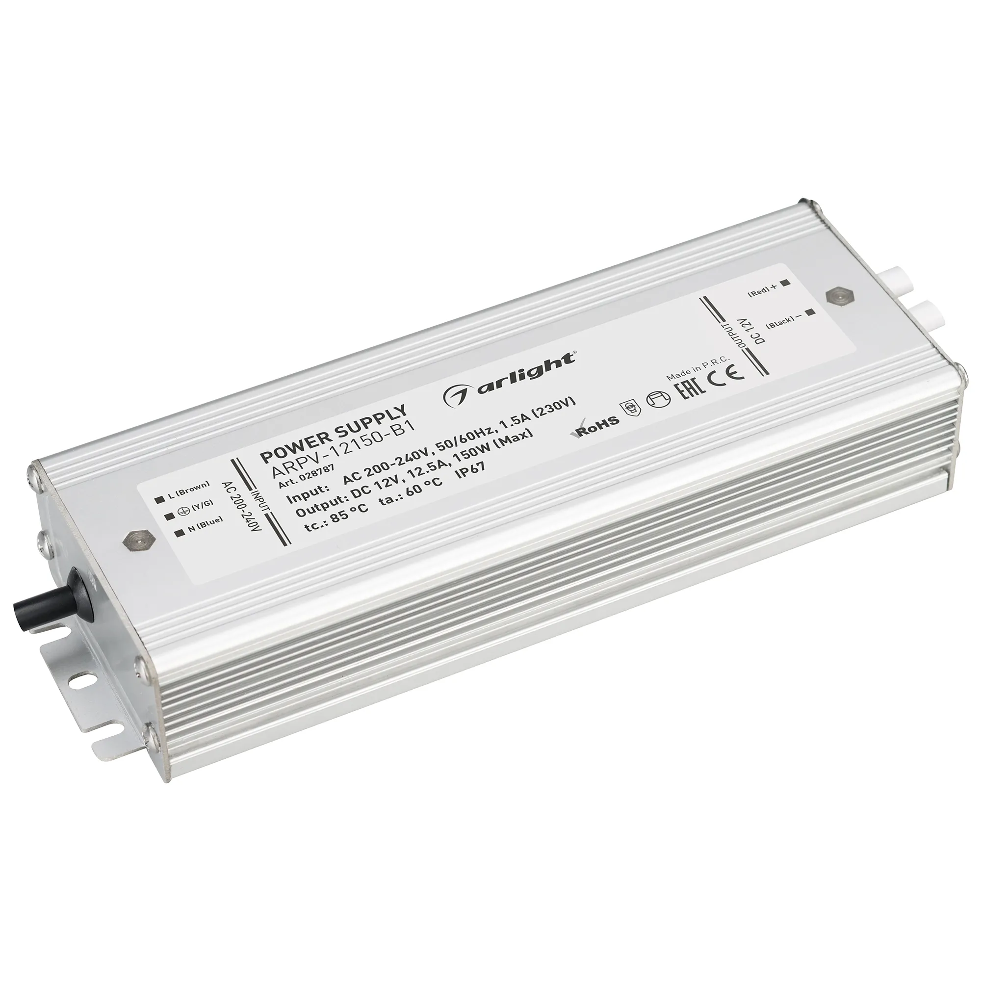 Блок питания ARPV-12150-B1 (12V, 12,5A, 150W) (Arlight, IP67 Металл, 3 года) - изображение товара