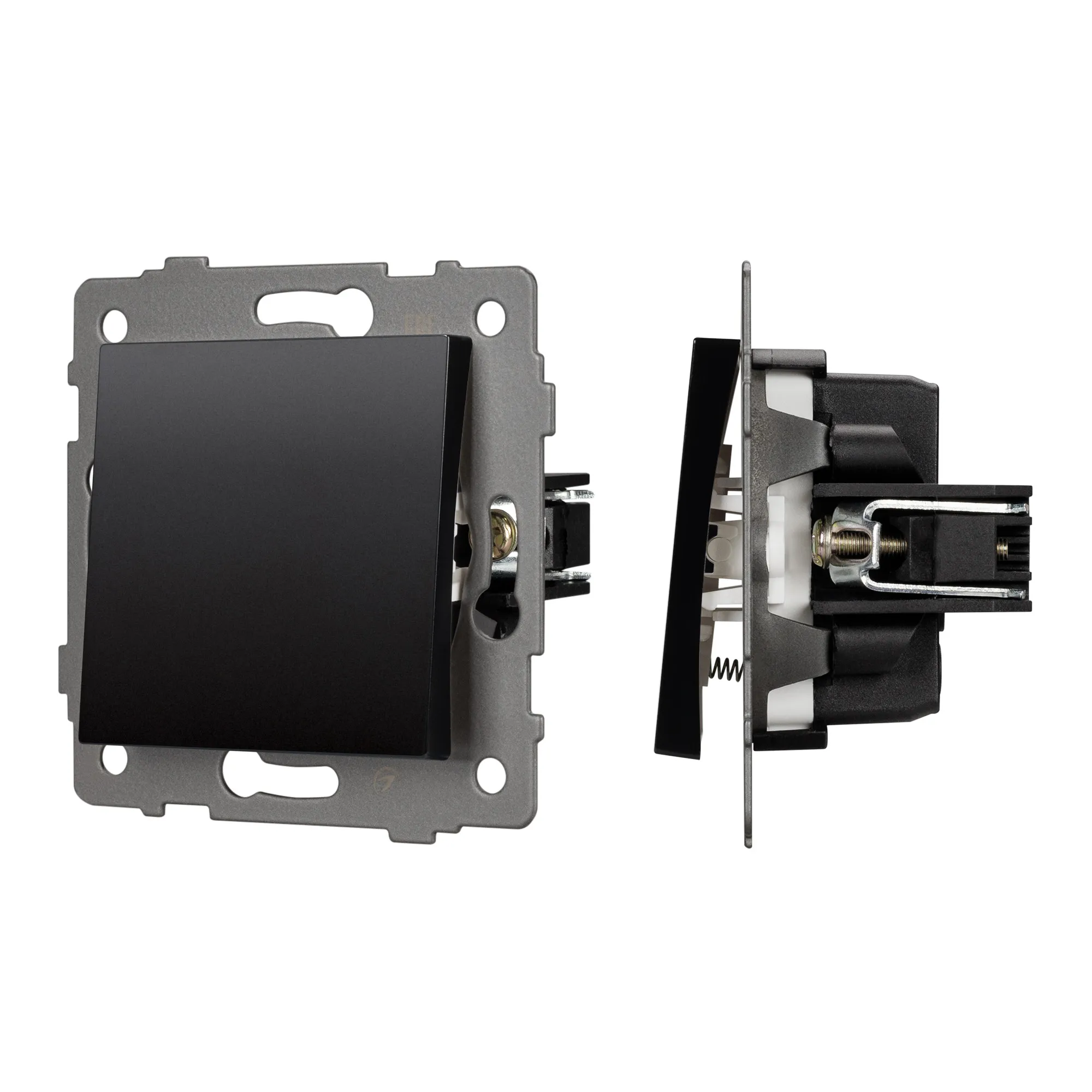 Механизм выключателя одноклавишный самовозвратный SWT-MKR1-PL-BK-V (250V, 10A) (Arlight, -)