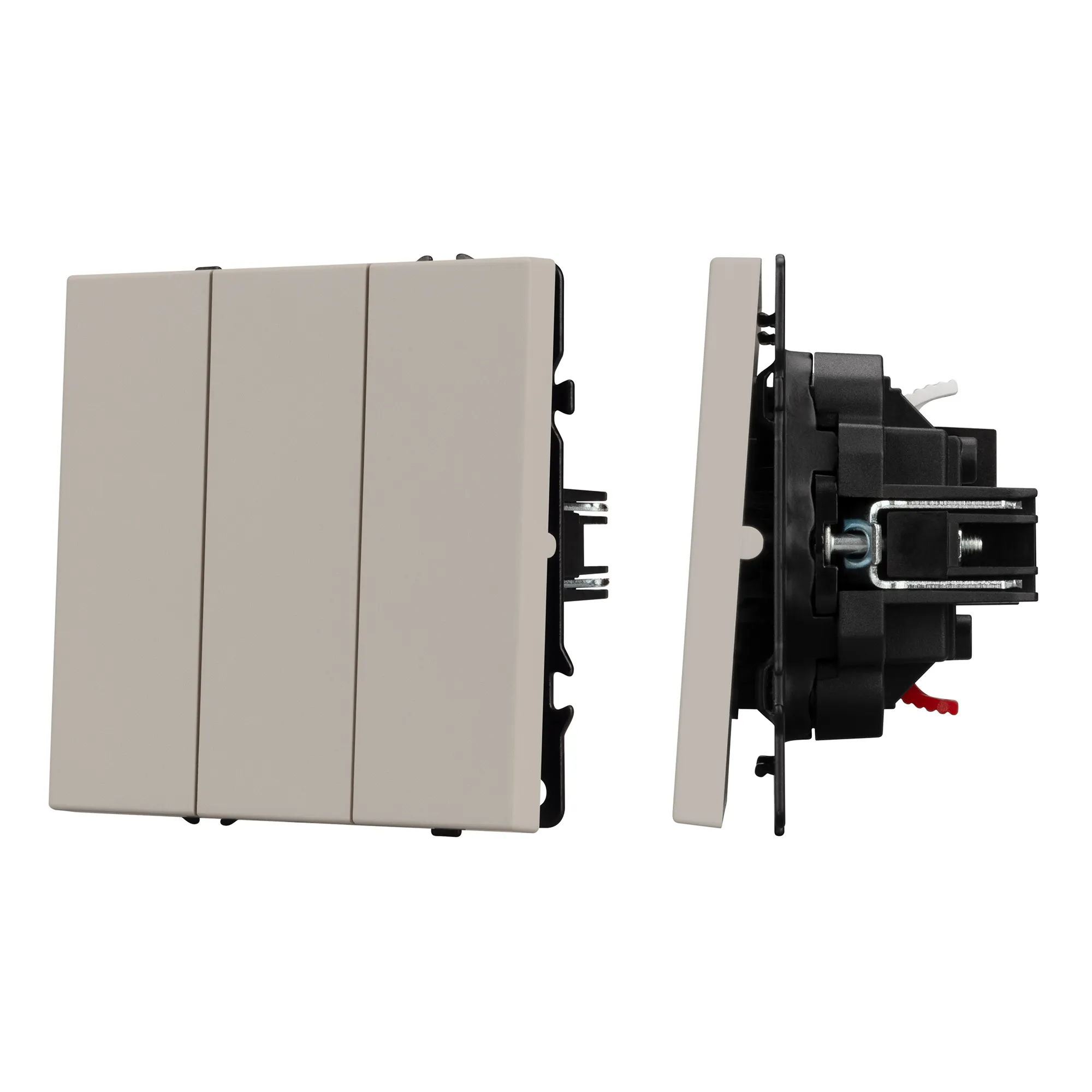 Механизм выключателя трехклавишный непроходной SWT-NOBE-MK03-SFPL-CA (230V, 10A) (Arlight, Кашемир) - изображение товара