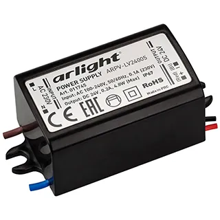 Блок питания ARPV-LV24005 (24V, 0.2A, 5W) (Arlight, IP67 Пластик, 2 года) - изображение товара